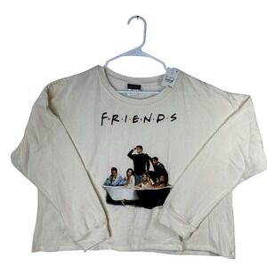 NWT Friends Television Series Bathtub‎ Cropped Oversized Sweatshirt Cream XL